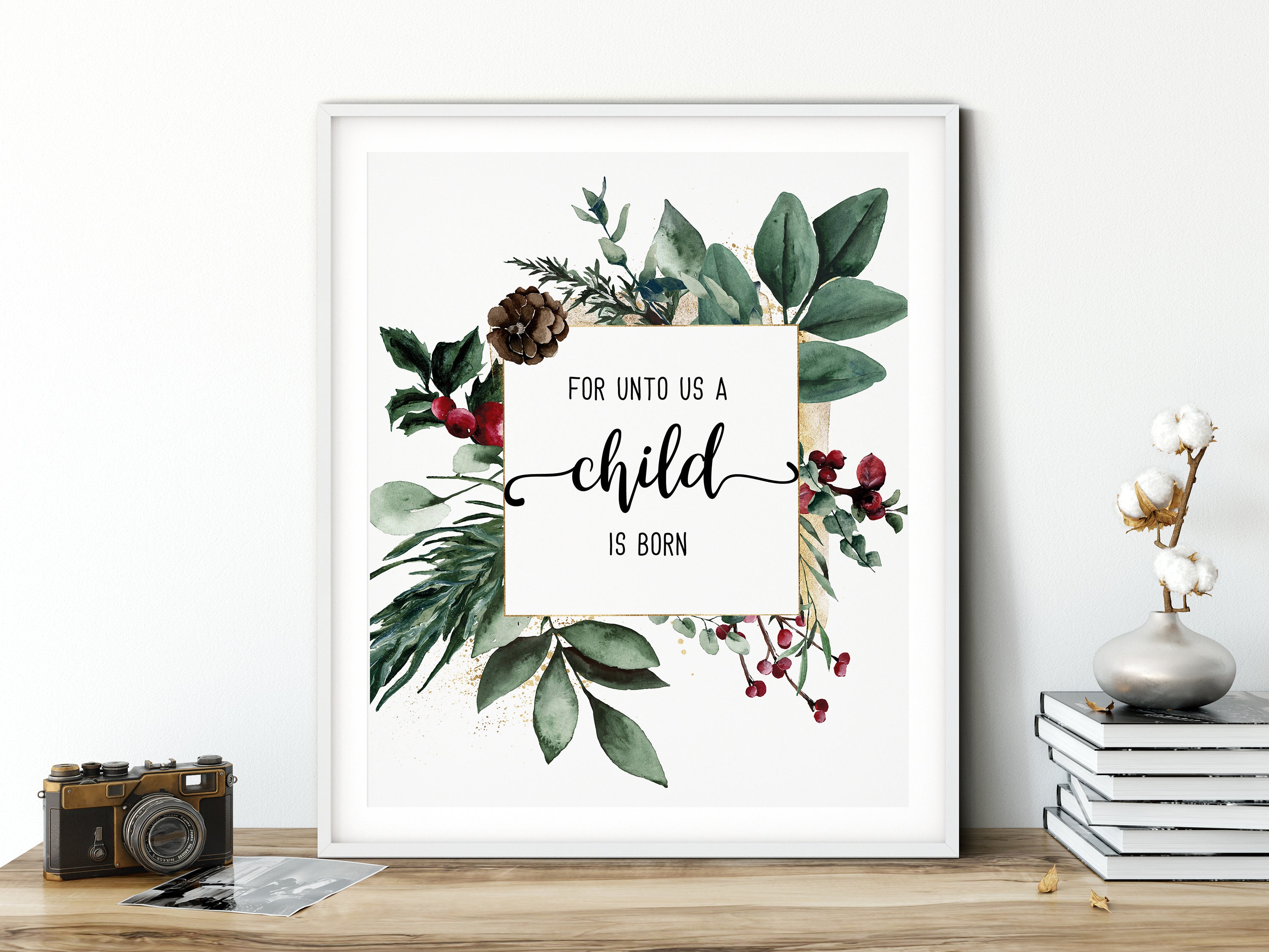 For Unto Us a Child Is Born Wall Art Christmas Jesus Home Decor Christmas Wall Art Jesus is the Reason for the Season Sign