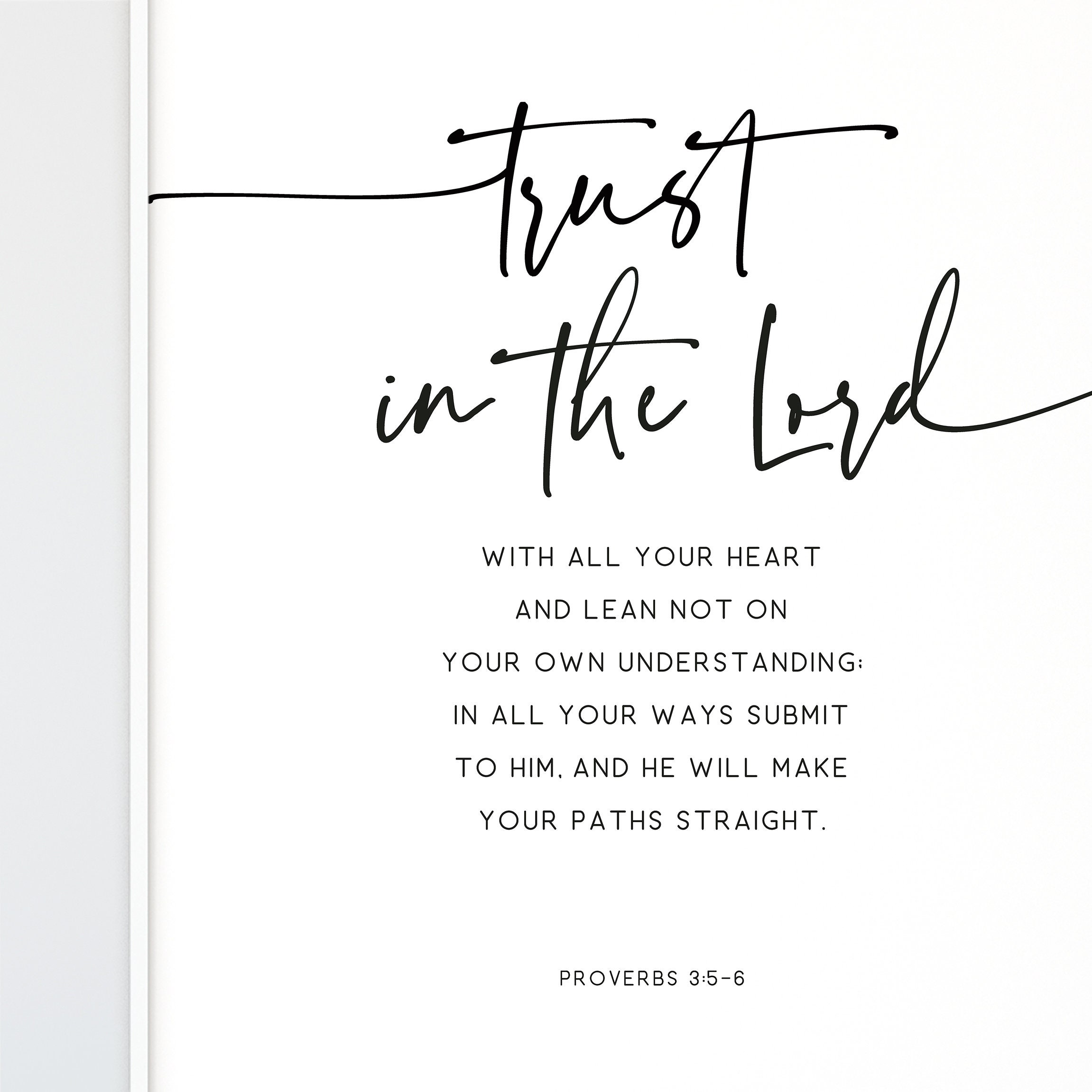 Proverbs 3:5-6 Bible Verse Wall Art Scripture Prints Modern Minimalist ...