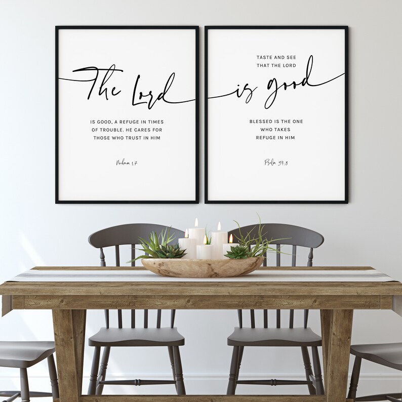 Bible Verse Wall Art Set of 2 Modern Scripture Quote Prints - Etsy