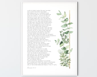 Proverbs 31:10-31 A Wife Of Noble Character, Bible Verse Printable Wall Art, Scripture  Christian Home Decor Poster, Mother's Day Gift Print