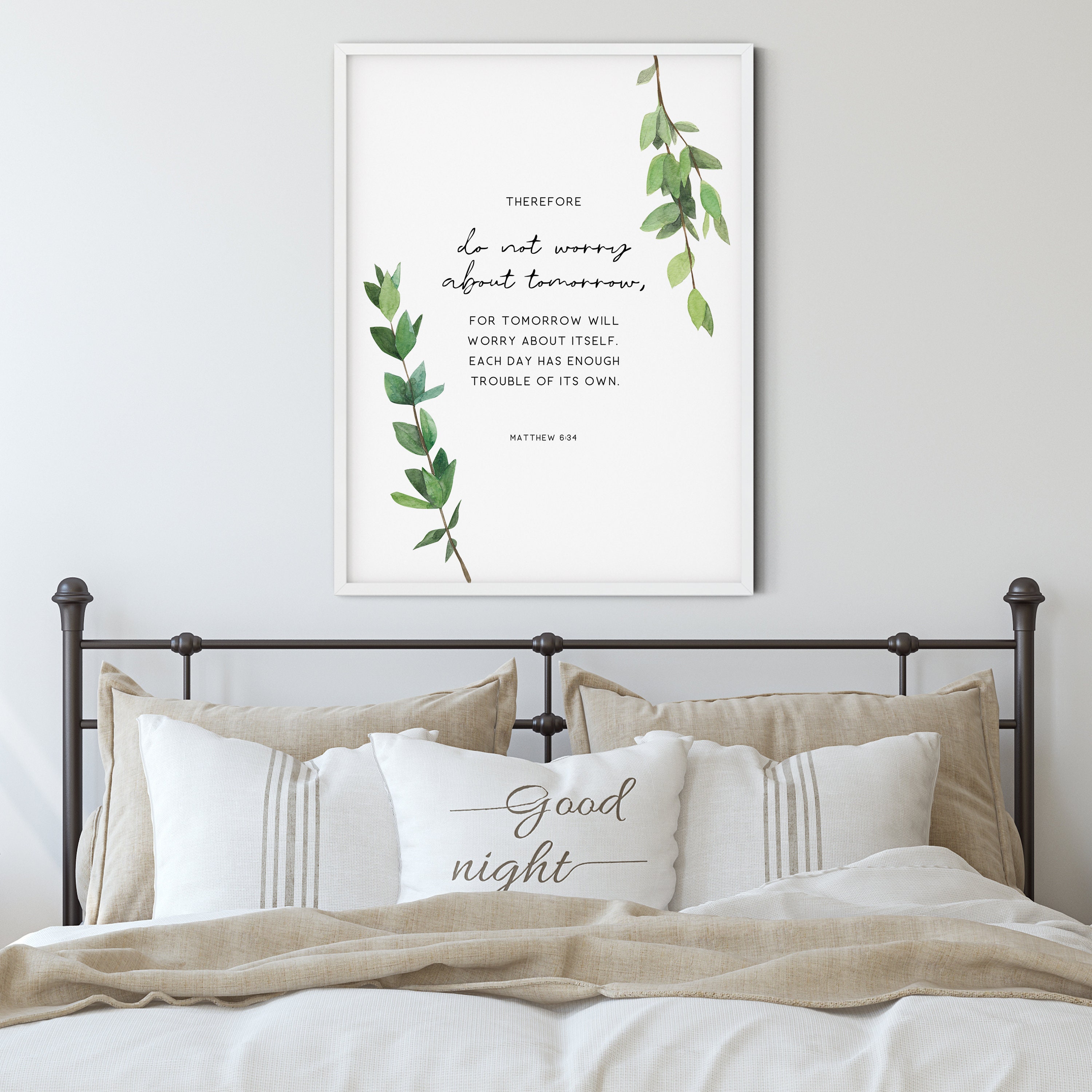 Matthew 6:34 Bible Verse Wall Art Baptism Gift Scripture Wall | Etsy