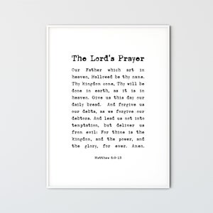 Matthew 6:9-13 The Lord&#39;s Prayer, Bible Verse Wall Art Printable Scripture Typewriter Prints Modern Minimalist Christian Wall Art Decor Gift