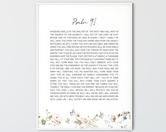 Psalm 91 Scripture Wall Art Bible Verse Wall Art Christian Home Decor Printable Bible Quote Print Religious Gift, My Refuge And My Fortress