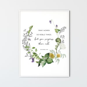 Proverbs 31:29, Bible Verse Wall Art Scripture Wall Art Christian Home Decor Poster Mother's Day Gift Print Card, You Surpass Them All