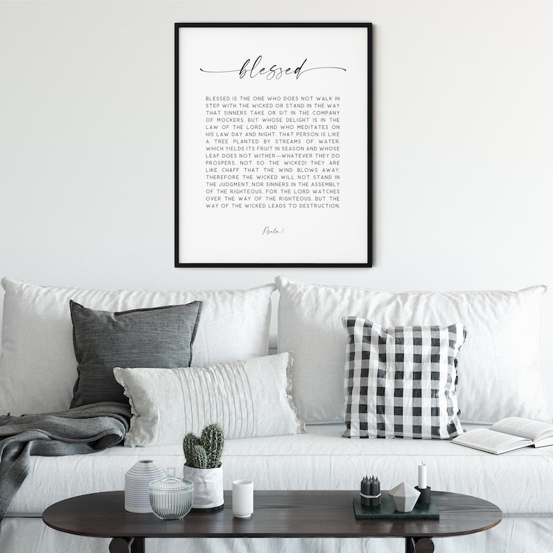 Psalm 1 Bible Verse Wall Art, Psalm Print, Christian Wall Art Decor ...