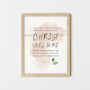 Bible Verse Wall Art,Galatians 2:20,Christian Wall Art, Minimalist Christian Decor, Scripture Wall Art,Bible Verse Print,Christ lives in me
