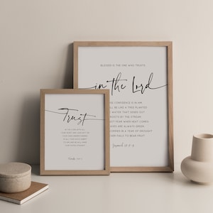 Trust in the Lord Bible Verse Wall Art Set of 2, Modern Scripture Quote ...