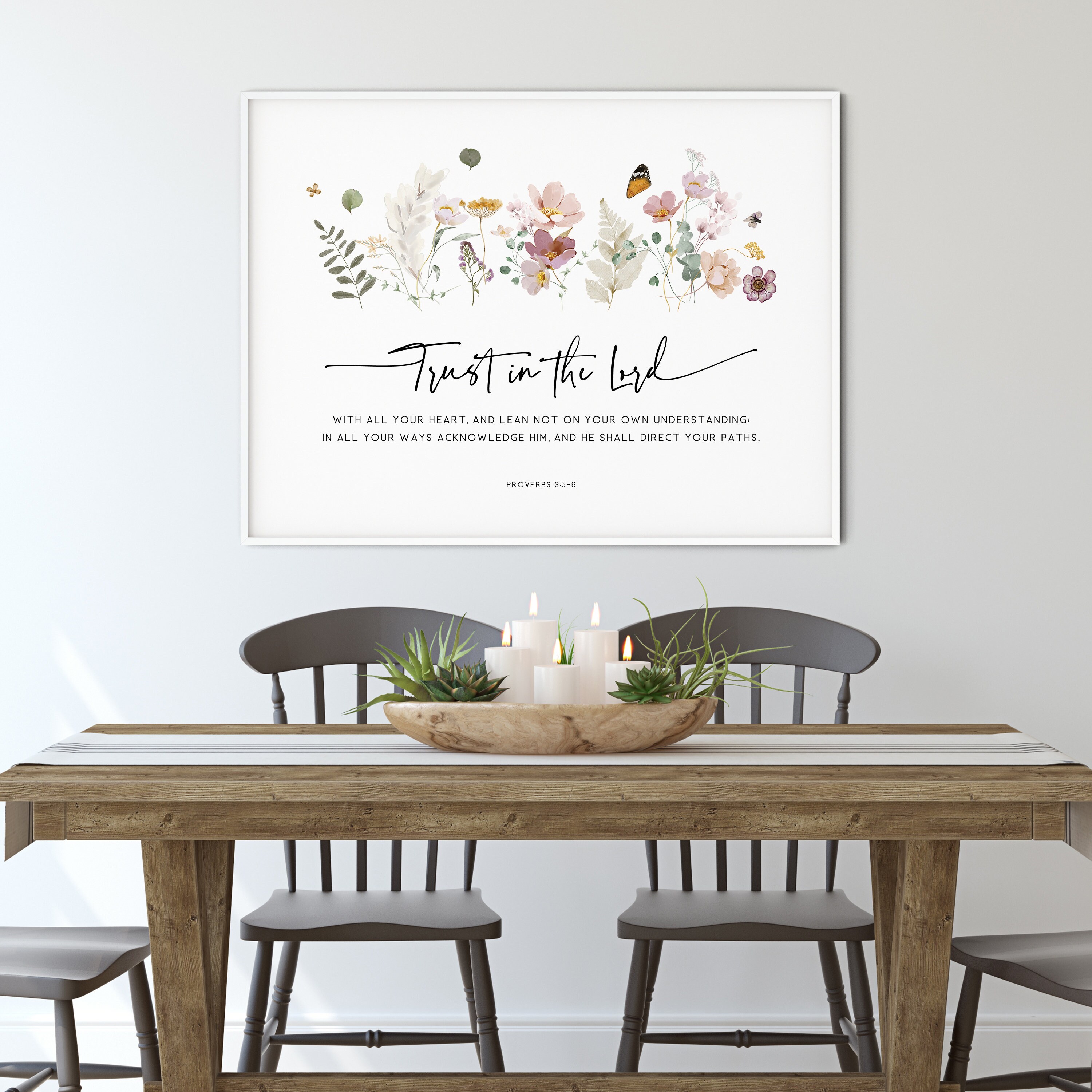 Trust in the Lord Proverbs 3:5-6, Horizontal Bible Verse Wall Art ...