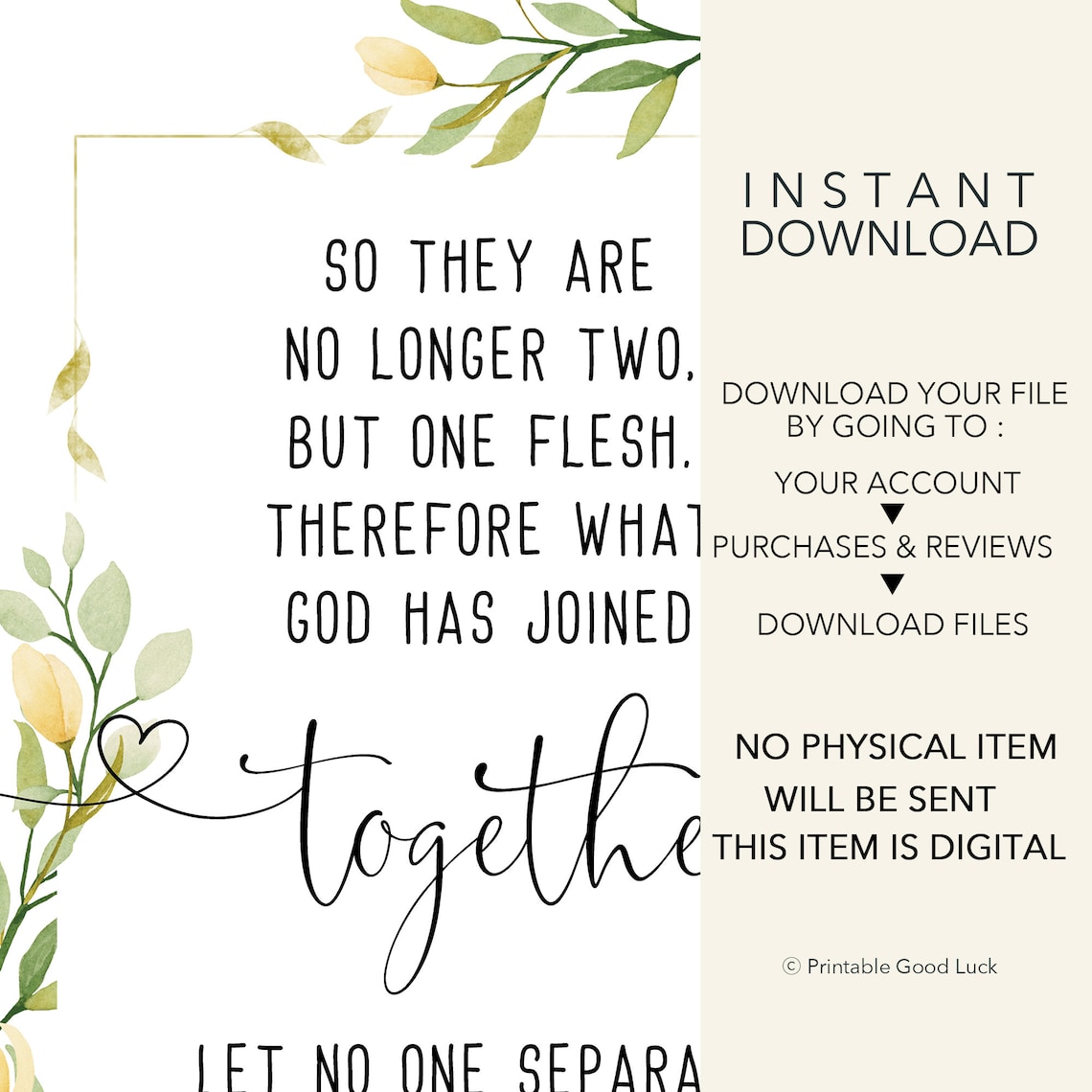 Matthew 196 Marriage Bible Verse Wall Art Wedding Christian Etsy