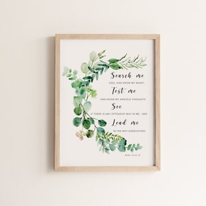 Psalm 139:23-24 Printable Bible Verse Wall Art Christian Minimalist Bible Verse Wall Home Decor Scripture Print Religious Gift Quote Poster