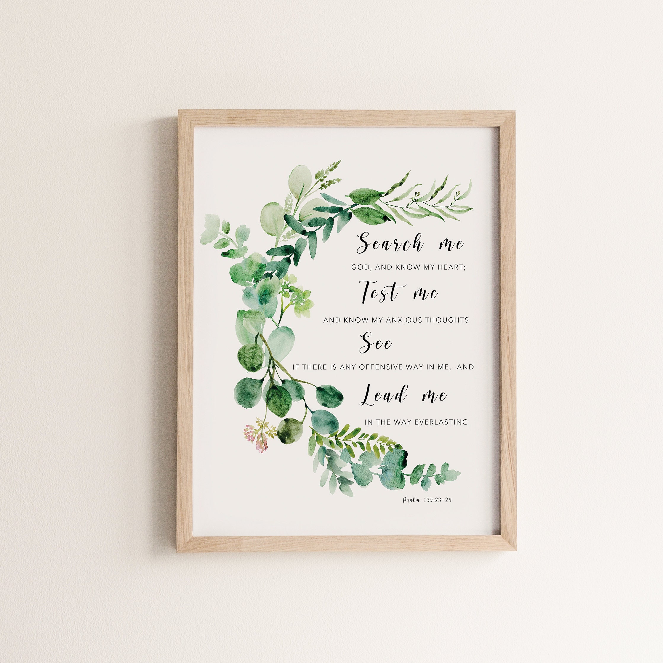 Psalm 139:23-24 Printable Bible Verse Wall Art Christian Minimalist Bible Verse Wall Home Decor Scripture Print Religious Gift Quote Poster