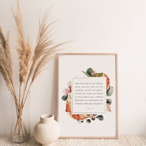 1 Peter 5:10 Printable Bible Verse Wall Art, Modern Christian Scripture