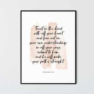 Proverbs 3:5-6 Bible Verse Wall Art Scripture Wall Art, Bible Verse Prints for Christian Decor, Printable Wall Art, Religious Gift