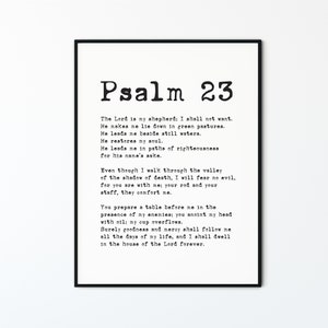 Psalm 23 Bible Verse Wall Art, Printable Scripture Prints, Modern Minimalist Christian Wall Art Decor Gift Poster, The Lord is my shepherd