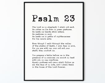 Psalm 23 Bible Verse Wall Art, Printable Scripture Prints, Modern Minimalist Christian Wall Art Decor Gift Poster, The Lord is my shepherd