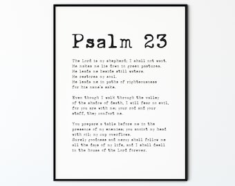 Psalm 23 Bible Verse Wall Art, Printable Scripture Prints, Modern Minimalist Christian Wall Art Decor Gift Poster, The Lord is my shepherd