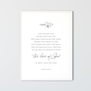 Romans 8:38-39 Minimal Bible Verse Wall Art, Christian Wall Art, Minimalist Christian Decor, Botanical Line drawing Scripture Print