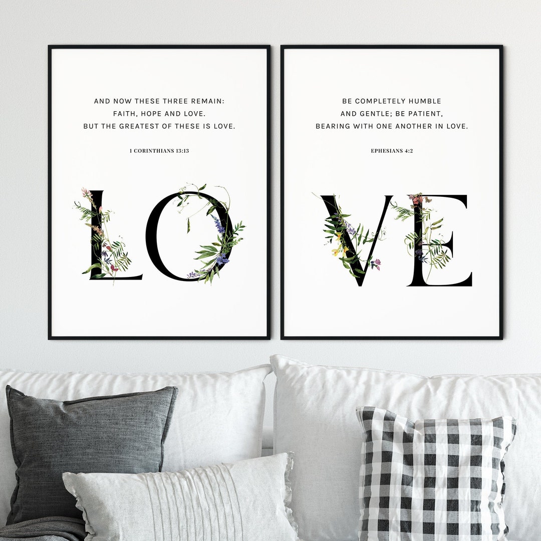 1 Corinthians 13 Ephesians 4:2 Love Bible Verse Wall Art Set of 2 ...