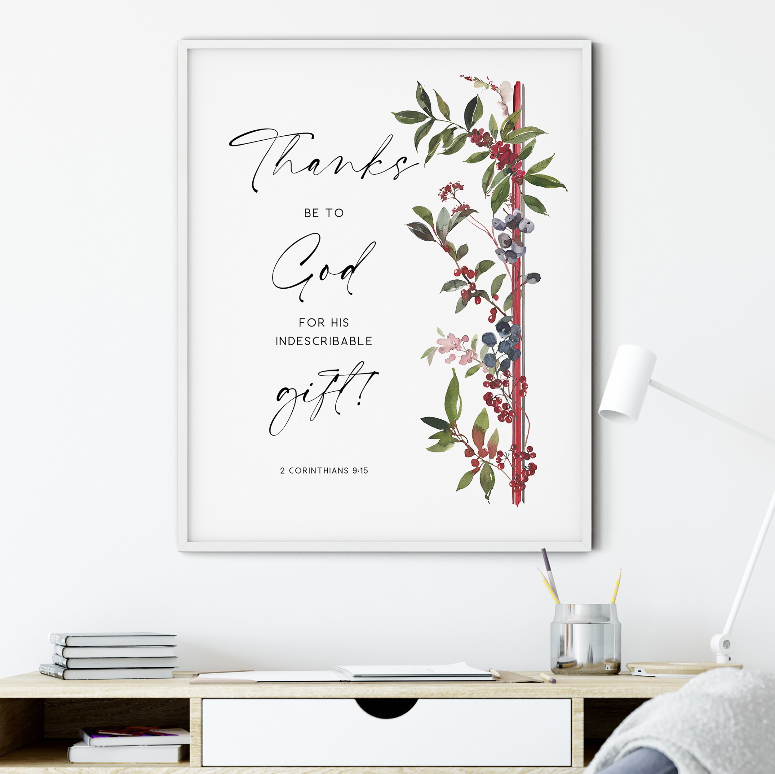 2 Corinthians 9:15 Christmas Scripture Printable Wall Art Bible Verse ...