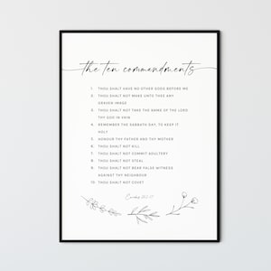 The 10 commandments Bible Verse Wall Art Modern Minimalist Scripture Printable Living Room Christian Wall Art Decor KJV Bible Quote Print