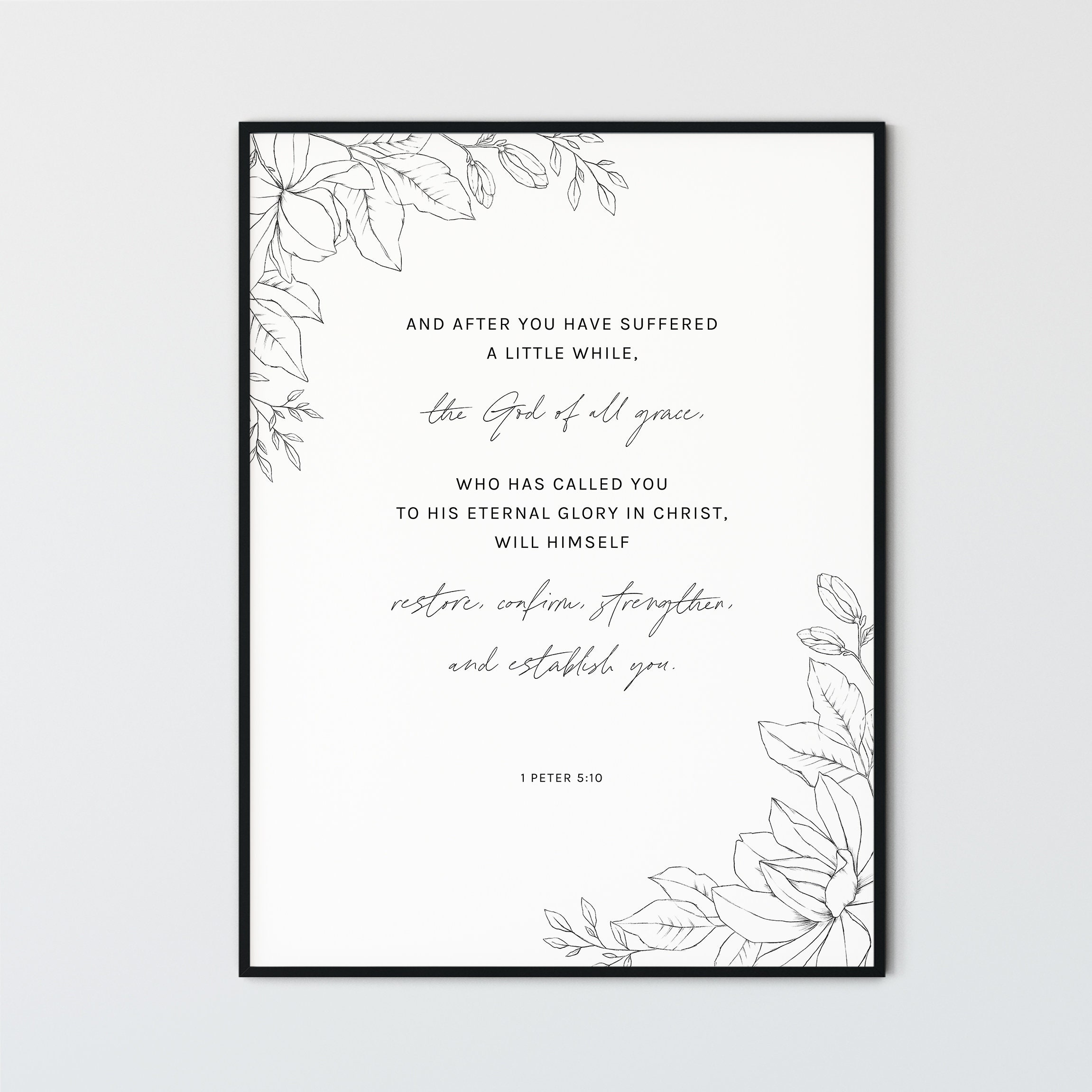 1 Peter 5:10 Bible Verse Wall Art | Minimalist Modern Scripture Wall Art | Christian Home Decor Poster | Religious Gift | Bible Quote Print