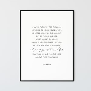 Psalm 40:1-3, Bible Verse Wall Art, Printable Scripture Prints, Modern Minimalist Christian Wall Art Decor Gift Poster, I waited patiently