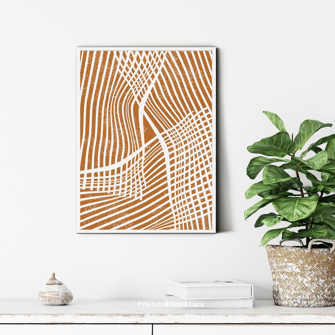 Geometric Lines Art Print Mid Century Modern Wall Art Abstract ...