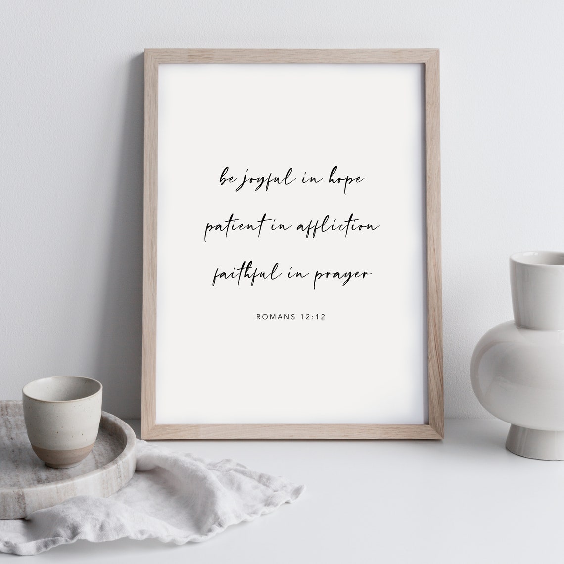 Romans 12:12 Printable Bible Verse Wall Art Minimalist | Etsy