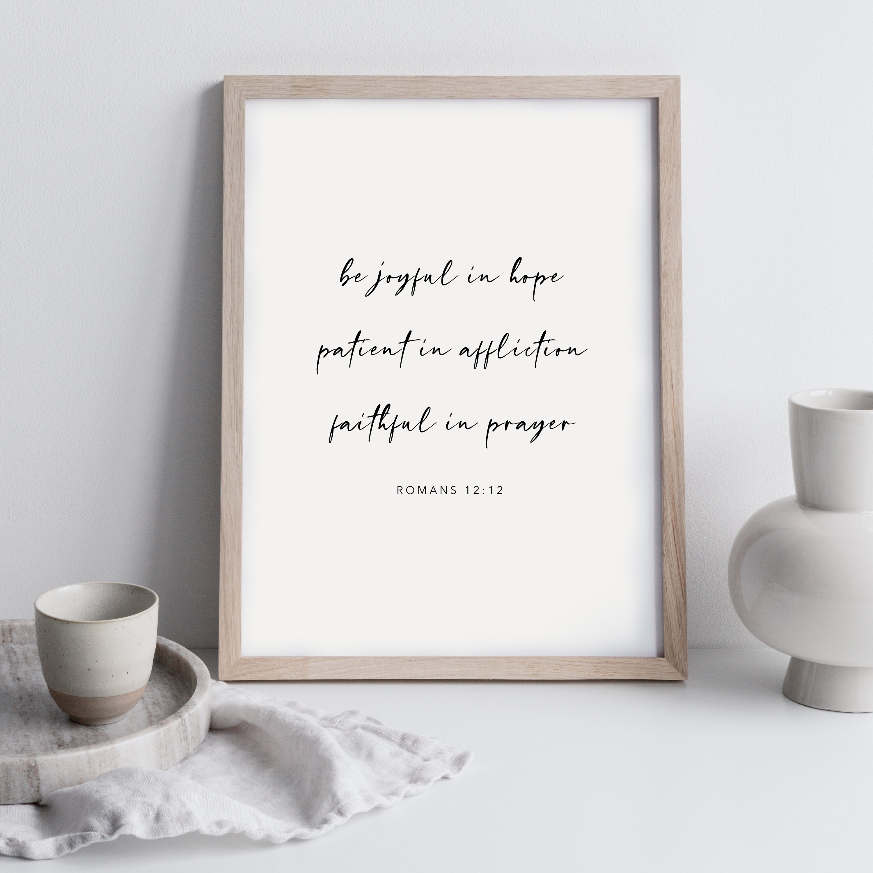 Romans 1212 Printable Bible Verse Wall Art Minimalist Etsy
