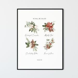 Isaiah 9:6 Christmas Wall Art Watercolor Printable Christian Bible Verse Wall Art Scripture Print Christmas Home Decor, Wonderful Counselor