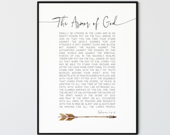 Ephesians 6:10-18 The Armor Of God, Bible Verse Wall Art, Modern Christian Decor, Scripture Print Bible Quote Poster, Printable Wall Art
