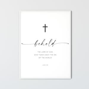 John 1:29 Bible Verse Wall Art, Printable Scripture Wall Art, Christian Wall Art, Bible Verse Print Wall Decor Gift, Behold The Lamb Of God