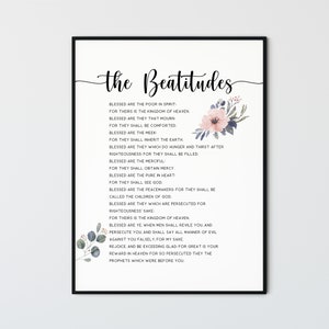Matthew 5:3-12 The Beatitudes Bible Verse Wall Art Christian Wall Art  Scripture Wall Art Printable Quote Gift, KJV Digital Print