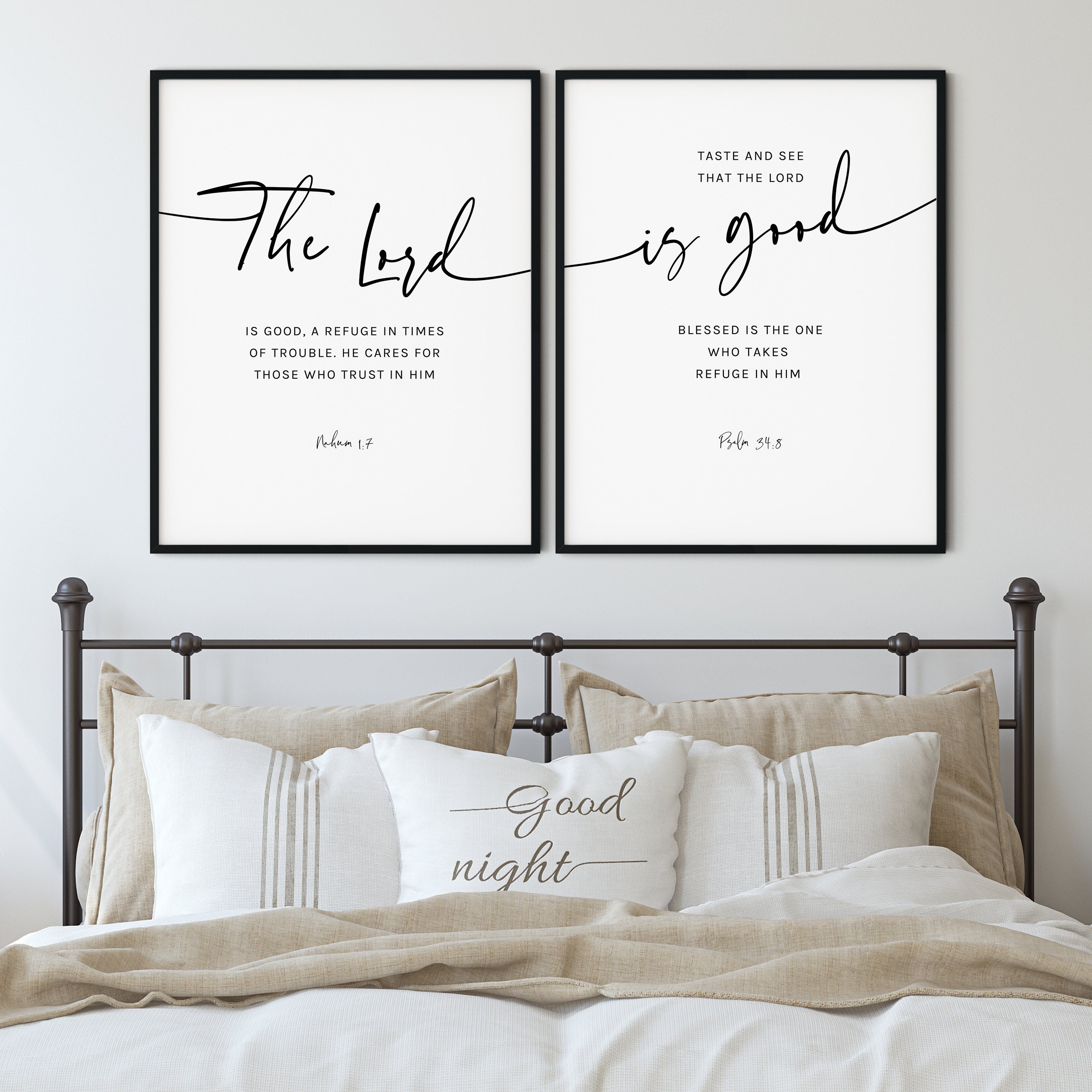 Bible Verse Wall Art Set of 2, Modern Scripture Quote Prints Minimalist ...
