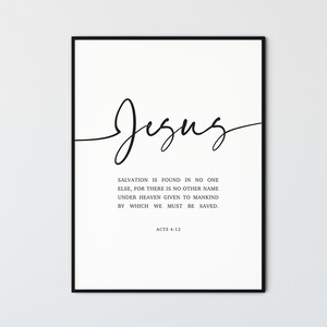 Acts 4:12 Bible Verse Wall Art Printable Scripture Prints Modern Minimalist Christian Wall Art Decor Gift Poster, No other name under heaven