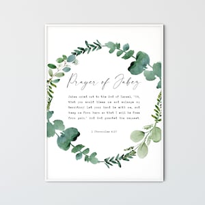 Preghiera di Jabez, 1 Cronache 4:10 Bibbia Versetto Parete Arte, Botanica Cristiana Stampabile Parete Arte Incoraggiamento Stampata, Regalo poster scritturale