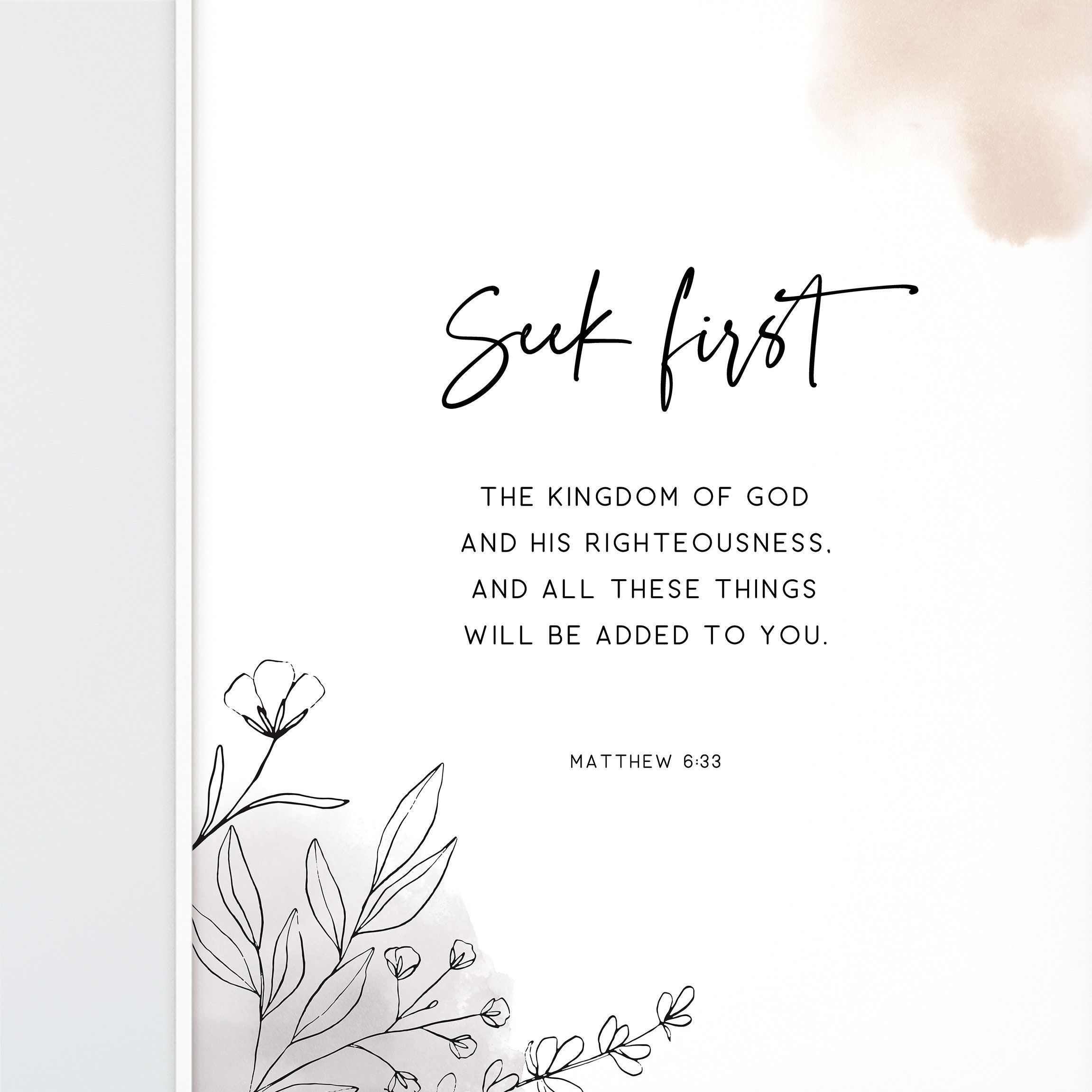 Matthew 6:33 Bible Verse Wall Art Scripture Print Modern Christian Home ...