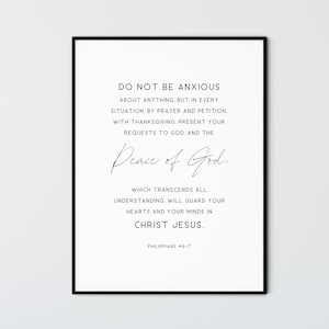 Philippians 4:6-7 Do Not Be Anxious, Bible Verse Wall Art Printable Modern Minimalist Christian Wall Art Scripture Wall Art Print Decor