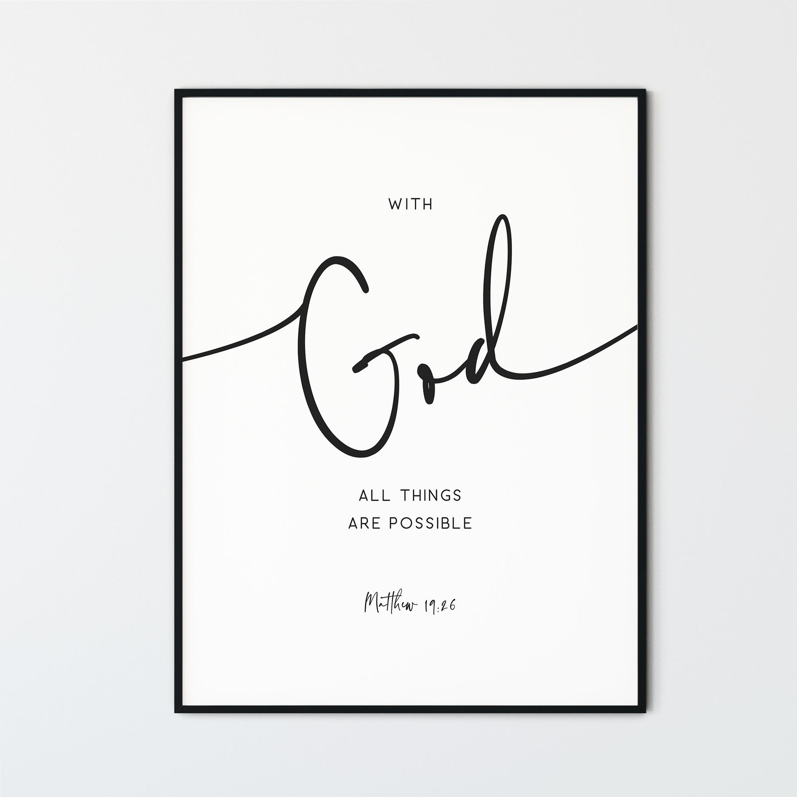 With God Bible Verse Wall Art Set of 2, Modern KJV Scripture Quote ...