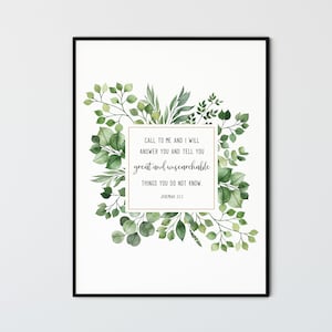 Jeremiah 33:3 Bible Verse Wall Art, Scripture Quote Printable Wall Art, Living Room Christian Art Decor, Call to me and I will answer you