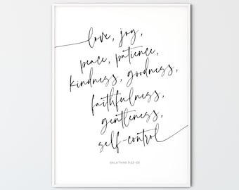 The Fruit Of The Spirit Galatians 5:22-23 Bibelvers Wand Kunst Moderne Schrift Zitat Druck Minimalistisch Christliche Druckbare Wand Kunst Dekor