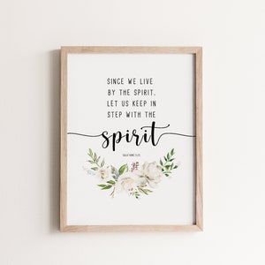 Galater 5:25 druckbare Bibel Vers Wandkunst, wir leben durch den Geist, minimalistische christliche Geschenk, Schrift Digitaldrucke, Bibel-Vers-Zitat