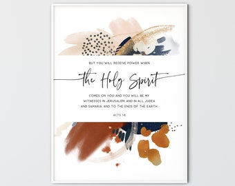 Acts 1:8 Christian Wall Art, Bible Verse Wall Art, Scripture Wall Art Print Home Decor, Encouragement Gift, You will receive power
