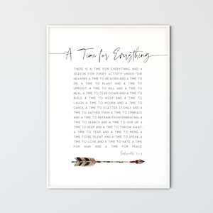 Ecclesiastes 3:1-8 A Time for Everything, Minimalist Christian Bible Verse Wall Art Scripture Print Christian Home Decor Quote Poster Gift