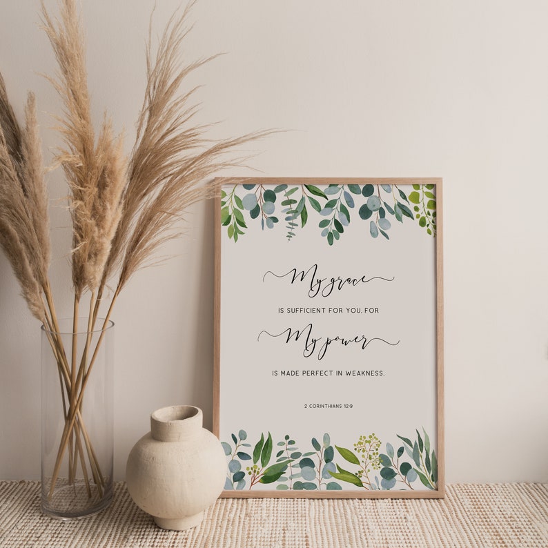 2 Corinthians 12:9 Bible Verse Wall Art, Printable Wall Art Scripture ...