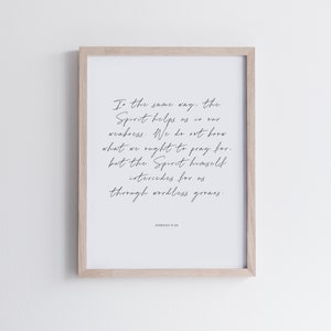Romans 8:26 Minimal Bible Verse Wall Art Printable Scripture Wall Decor Minimalist Christian Modern Scripture Quote Print Poster Home decor