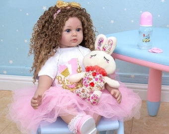 Reborn Soft Vinyl 23" Baby Doll Newborn Toddler Girl Gift Life Like