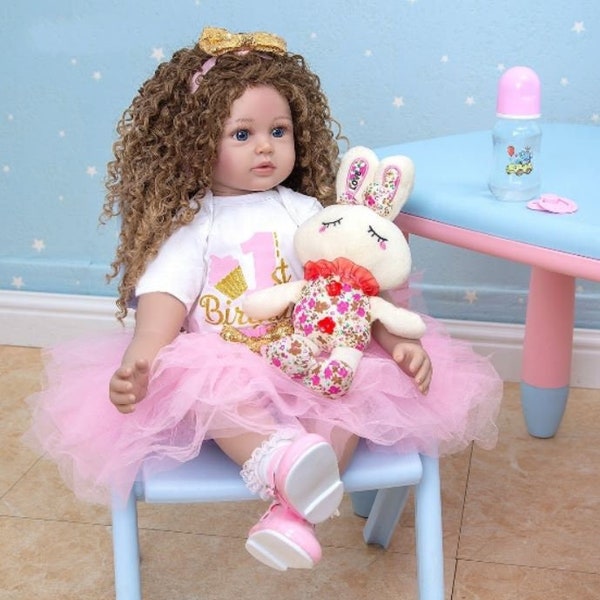 Reborn Soft Vinyl 23 "Baby Doll Neugeborene Kleinkind Mädchen Geschenk Life Like