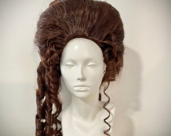 Victorian brunette wig , Marie Antoniette period costume baroque historical civil war brown drag wig period hair