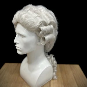 Period historical men’s wig Georgian white silver hair  costume reenacting past time Robespierre French Revolution cosplay Marie Antoinette
